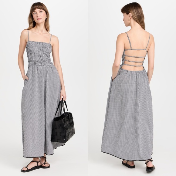 SOLID & STRIPED Dresses & Skirts - NWT Solid & Striped The Delta Maxi Dress Blackout Gingham